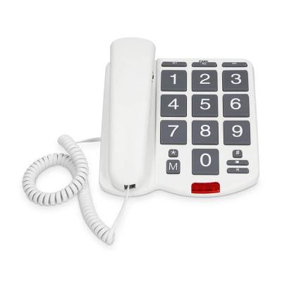 Ενσύρματο Τηλέφωνο Γραφείου Για Ηλικιωμένους Με Πλήκτρο SOS Λευκό