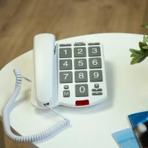 Ενσύρματο Τηλέφωνο Γραφείου Για Ηλικιωμένους Με Πλήκτρο SOS Λευκό