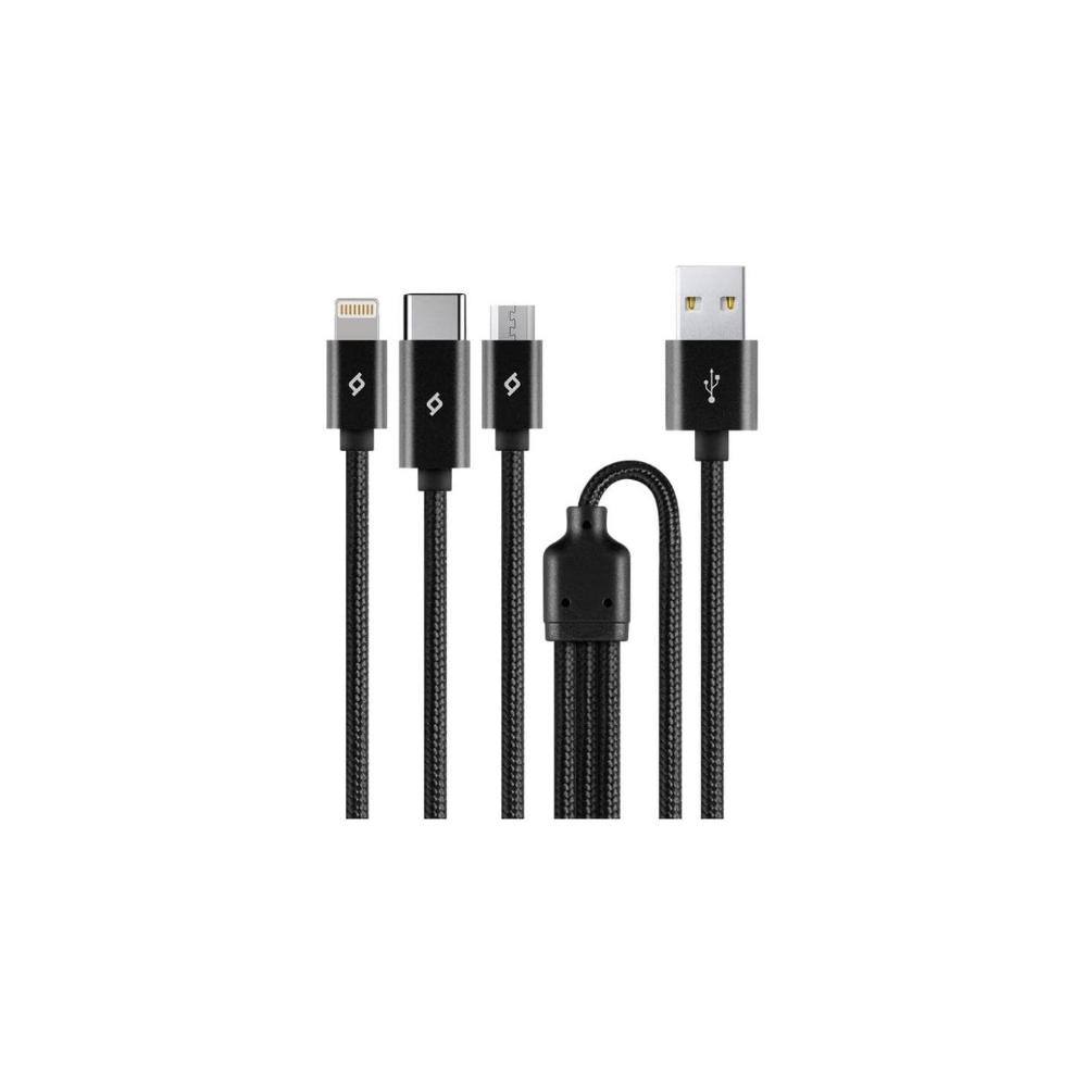 ttec AlumiCable Trio Charge/Data Cable Type-C Lightning Micro USB 100cm Black (2DK39S) (TTEC2DK39S)