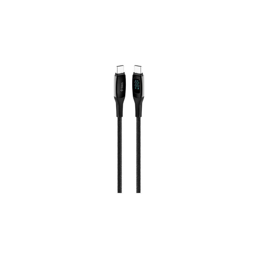 ttec AlumiCable LCD Type-C to Type-C 100W Fast Charge Cable Black150cm (2DK57S) (TTEC2DK57S)