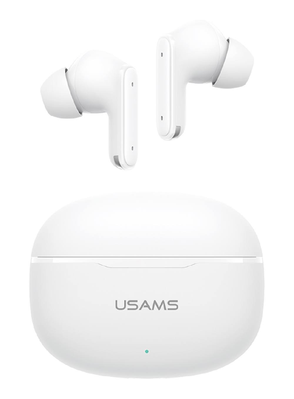 USAMS earphones με θήκη φόρτισης E05, True Wireless, BT 6.0, λευκό