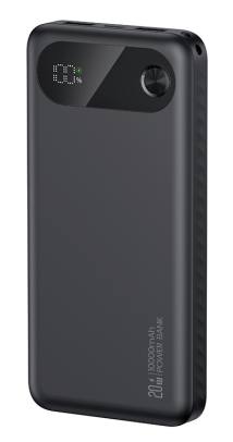 USAMS power bank CD249 με οθόνη, 3x θύρες εξόδου, 10000mAh, PD20W, μαύρο