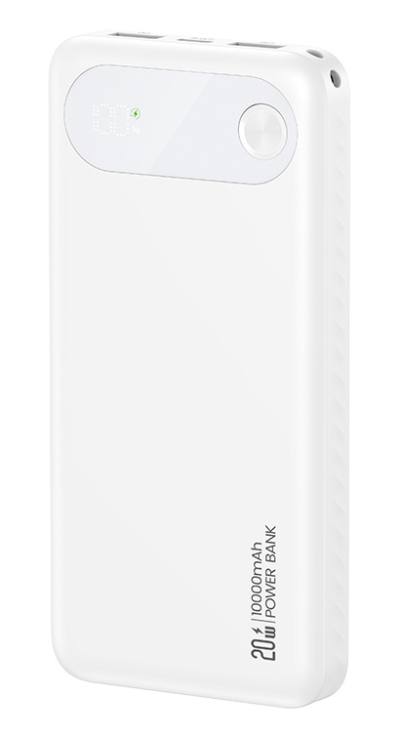 USAMS power bank CD249 με οθόνη, 3x θύρες εξόδου, 10000mAh, PD20W, λευκό