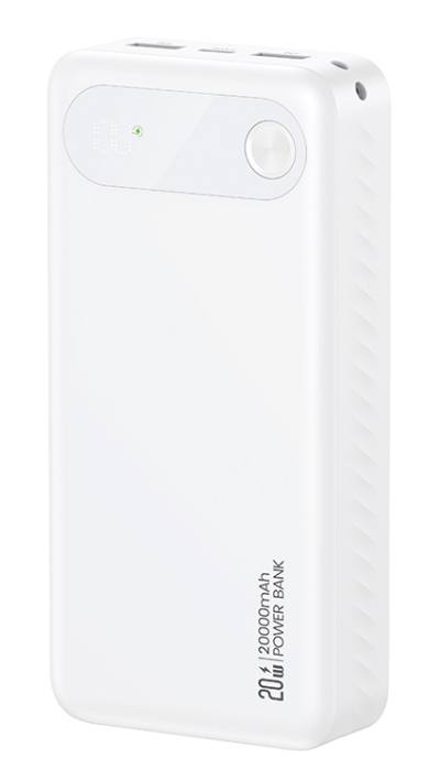 USAMS power bank CD251 με οθόνη, 3x θύρες εξόδου, 20000mAh, PD20W, λευκό