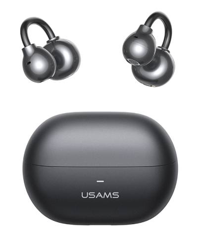 USAMS earphones με θήκη φόρτισης Echo R02, OWS, Φ11mm, 50/300mAh, μαύρα