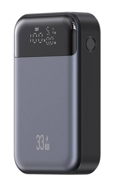 USAMS power bank CD221 με οθόνη, 2x θύρες εξόδου, 10000mAh, PPS 33W, γκρι