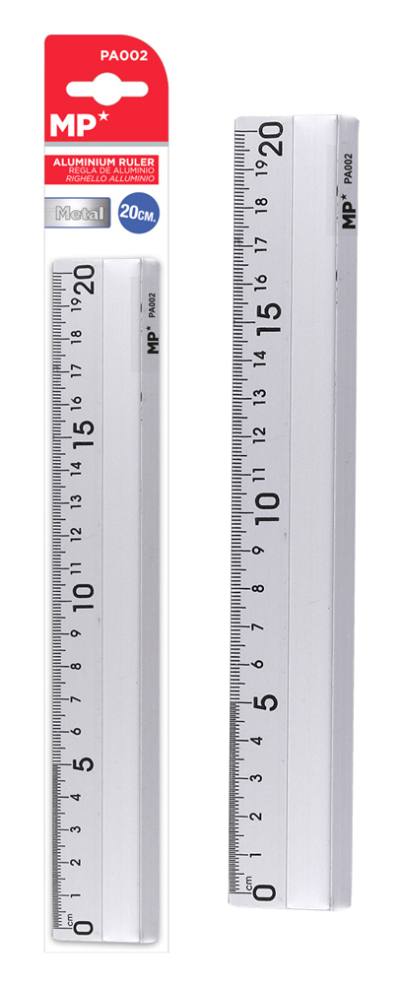 MP μεταλλικός χάρακας PA002, 20cm, ασημί