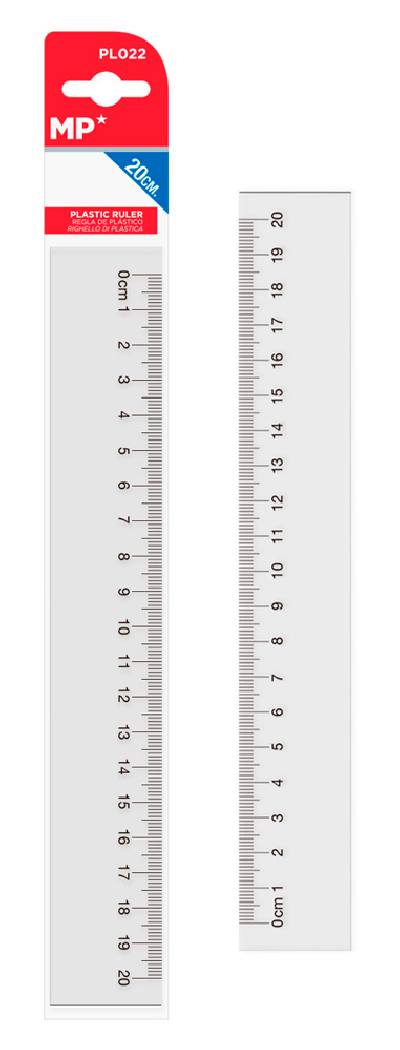 MP πλαστικός χάρακας PL022, 20cm, διάφανος