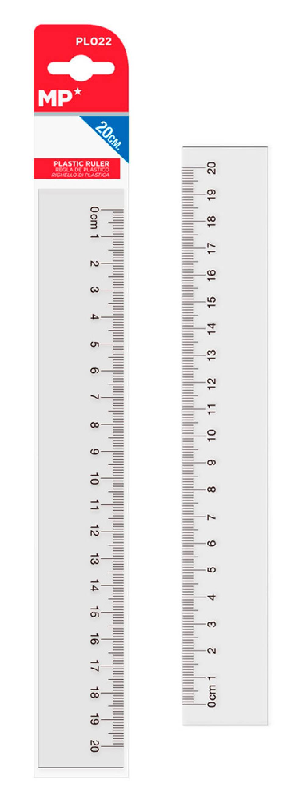 MP πλαστικός χάρακας PL022, 20cm, διάφανος