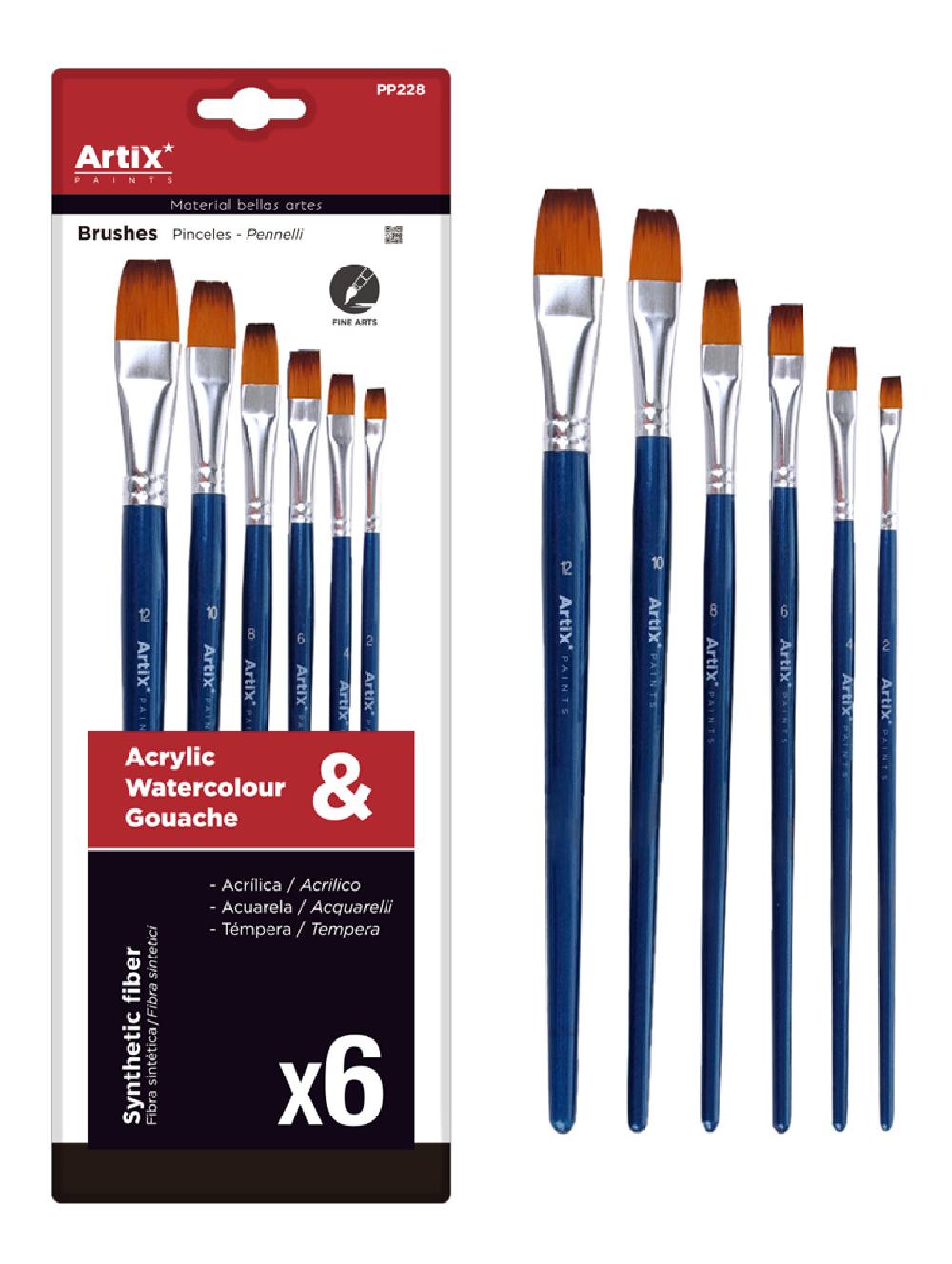 ARTIX PAINTS σετ πινέλων ζωγραφικής PP228, μπλε, 6τμχ
