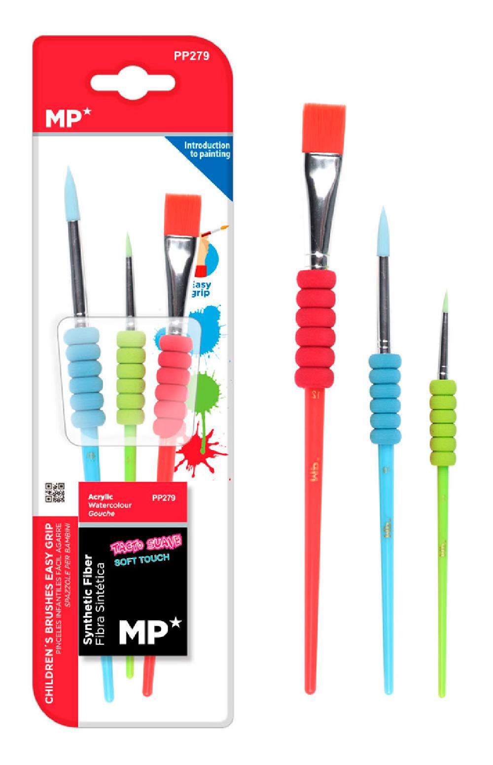ARTIX PAINTS σετ παιδικών πινέλων ζωγραφικής PP279, διάφορα χρώματα, 3τμχ