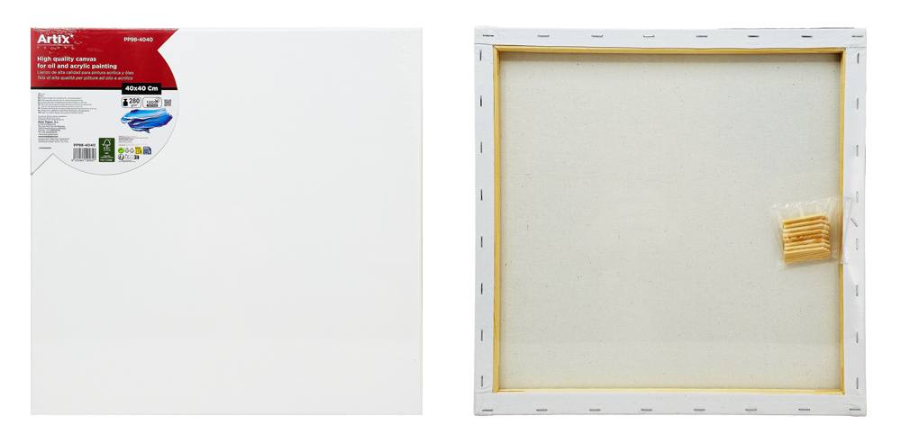 ARTIX PAINTS καμβάς τελάρο ζωγραφικής PP98-4040, 40x40cm, 280gr/m², λευκός