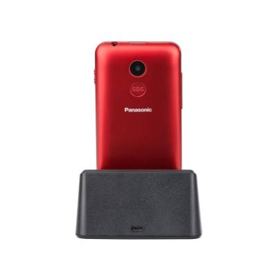 Panasonic KX-TU155EXRN 2.4" Κόκκινο με πλήκτρο SOS, Bluetooth, Μεγάλα Γράμματα και Βάση Φόρτισης