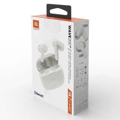 Bluetooth Hands Free JBL Wave 200TWS In-ear με 20 ώρες Αυτονομία IPX2, Deep Bass Sound Λευκό