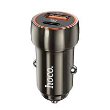 Φορτιστής Αυτοκινήτου Hoco Z46A Blue Whale USB-C PD20W σε USB 18W QC3.0 5V/3A Γκρι