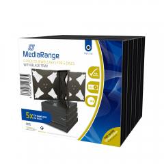 MediaRange CD Jewelcase for 6 discs 22mm Black Pack 5