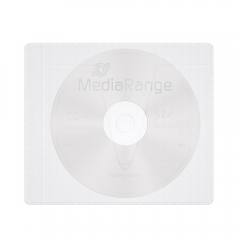 MediaRange Adhesive-backed fleece Sleeves for 1 disc White/semi-clear, Pack 50  (MRBOX69-50)