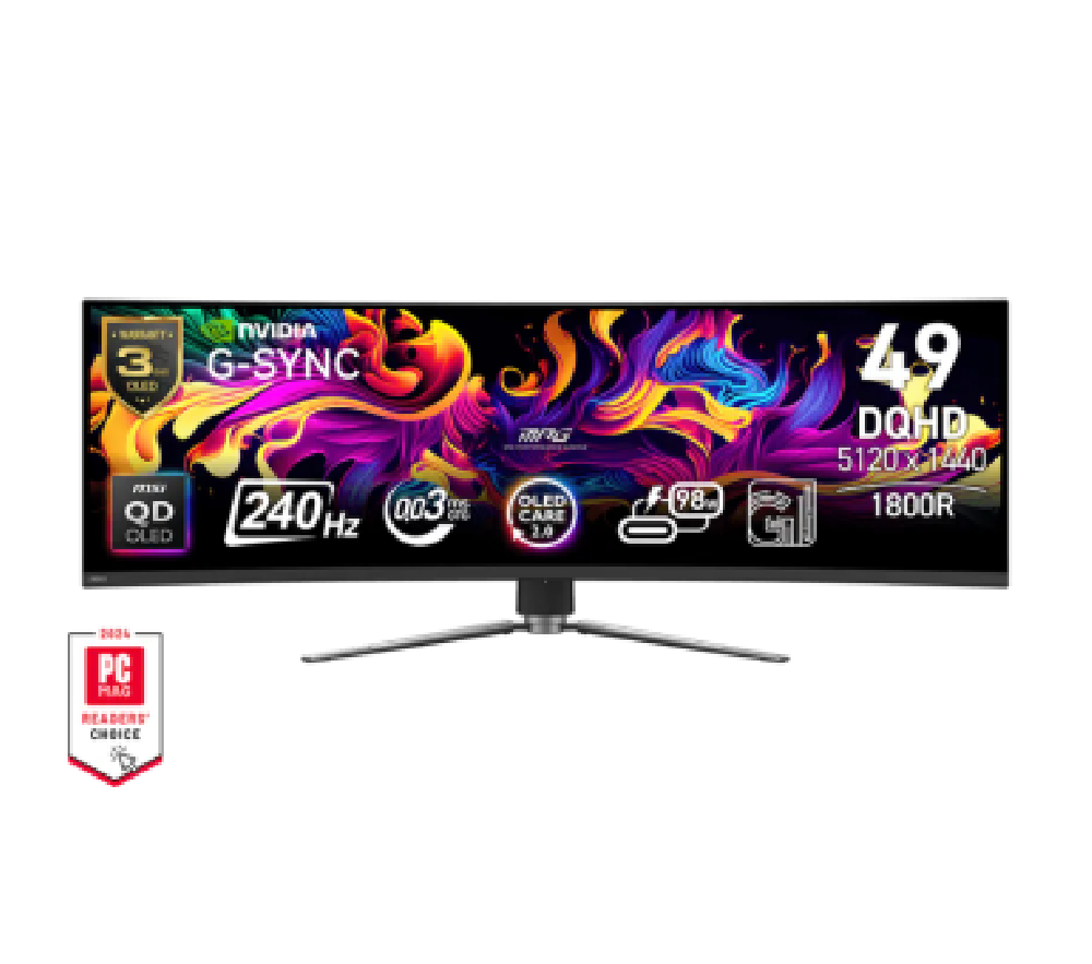 MSI MONITOR GAMING MPG 491CQPX QD-OLED, CURVED QD-OLED UWQHD, 49", 32:9, 250CD/M2, 0.03MS, 240Hz, 5120 x 1440, 2x HDMI/ DP/ TYPE