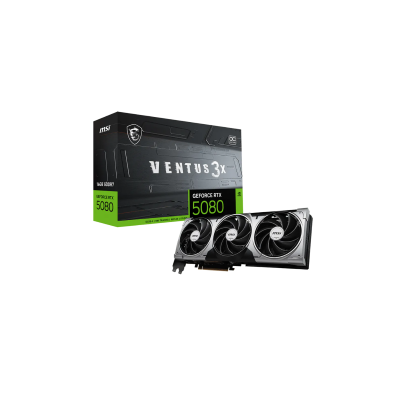 MSI VGA PCI-E NVIDIA GF RTX 5080 16G VENTUS 3X OC, 16GB/256BIT, GDDR7, HDMI/3xDP, TRIPLE FAN, 3 SLOT FANSINK, 3YW.
