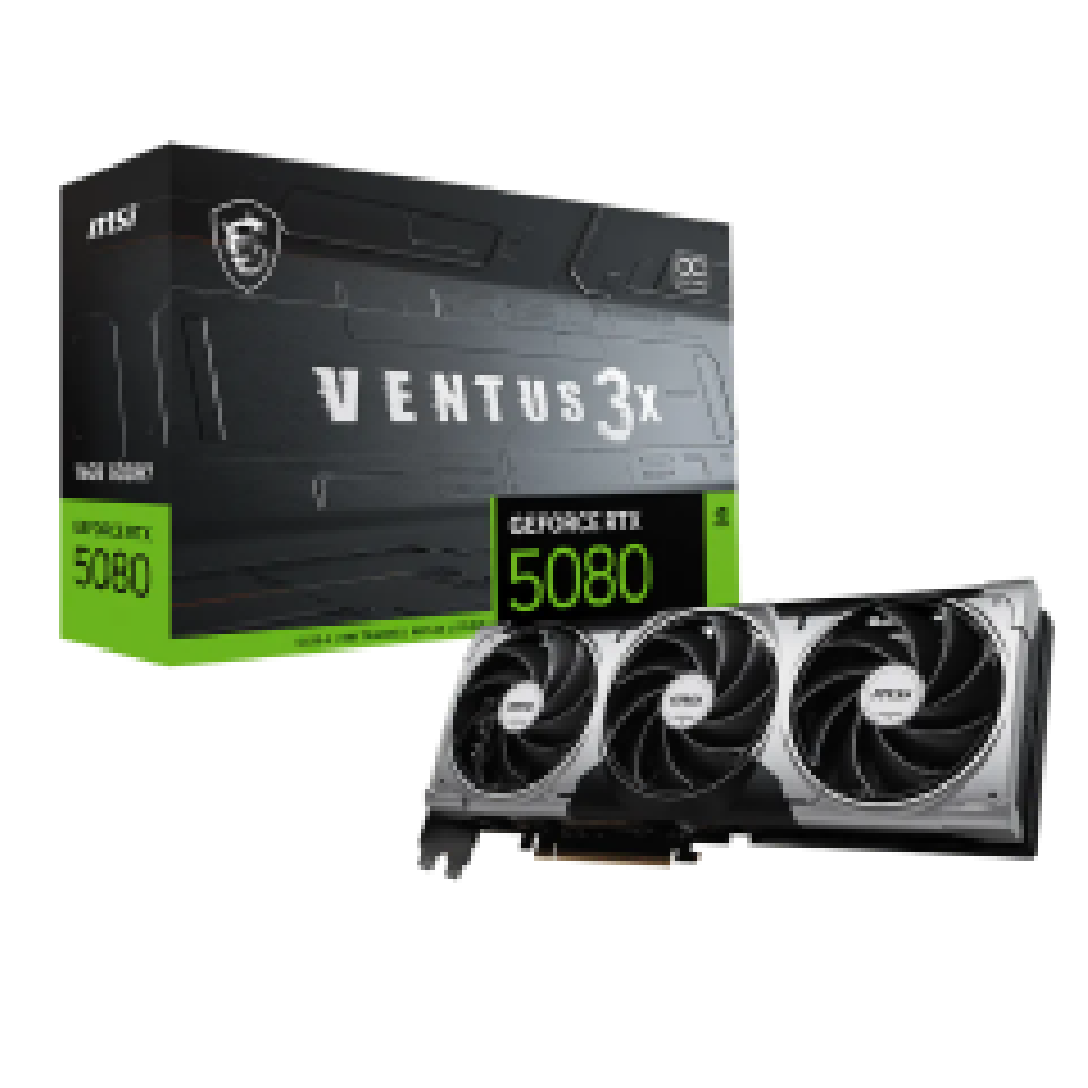 MSI VGA PCI-E NVIDIA GF RTX 5080 16G VENTUS 3X OC, 16GB/256BIT, GDDR7, HDMI/3xDP, TRIPLE FAN, 3 SLOT FANSINK, 3YW.