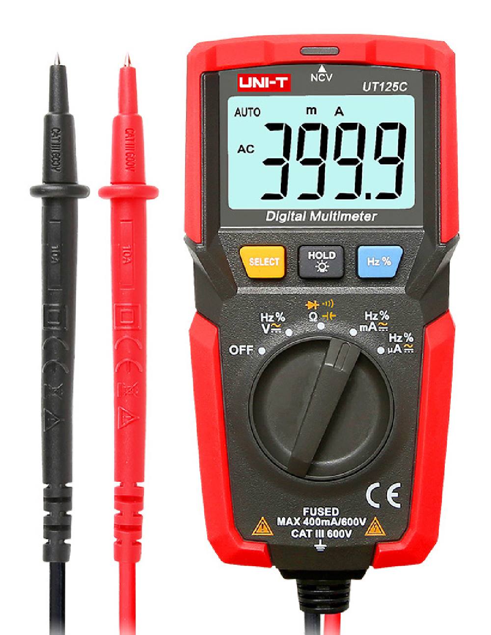 UNI-T μίνι ψηφιακό πολύμετρο UT125C, 600V AC/DC, NCV