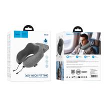 Μαξιλάρι Ταξιδίου Hoco HX70 U-Shaped με Memory Foam με Λουράκι και Θήκη Μεταφοράς Γκρι