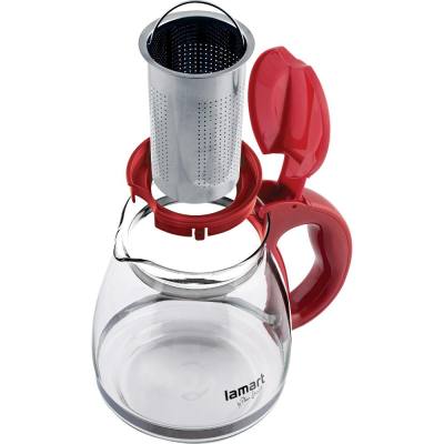 Τσαγιέρα Γυάλινη με Φίλτρο 1,5lt 13cm Lamart LT7074 Διάφανο/Κόκκινο