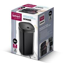 Κάδος Απορριμμάτων απο Ανοξείδωτο Ατσάλι με Φωτοκύτταρο 30lt SENSOR Lamart LT8111 Μαύρος