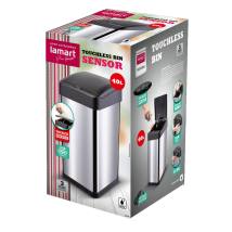 Κάδος Απορριμμάτων από Ανοξείδωτο Ατσάλι με Φωτοκύτταρο 40lt SENSOR Lamart LT8106 Ασημί/Μαύρο