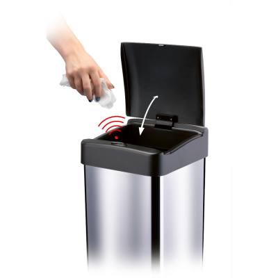 Κάδος Απορριμμάτων από Ανοξείδωτο Ατσάλι με Φωτοκύτταρο 40lt SENSOR Lamart LT8106 Ασημί/Μαύρο
