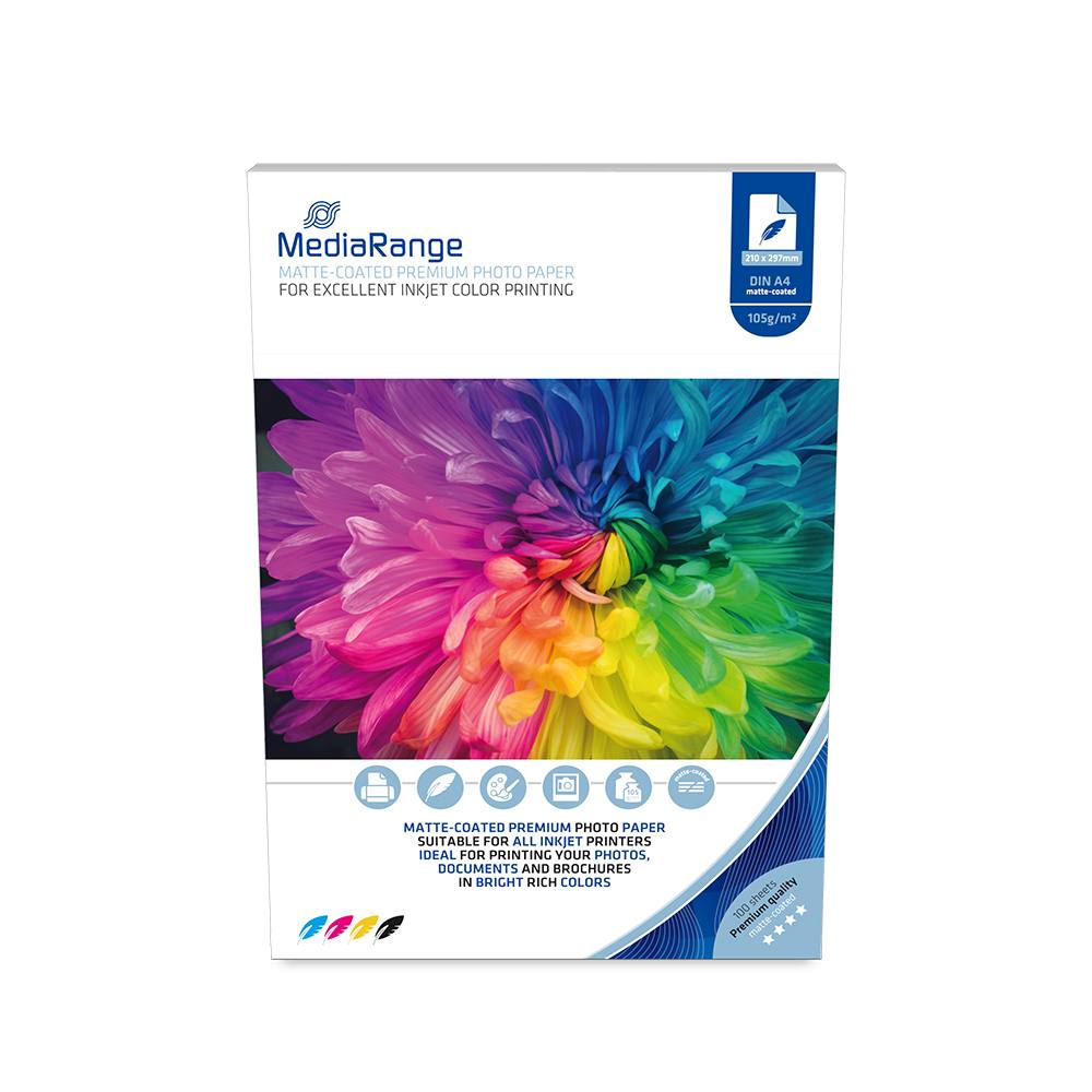 Φωτογραφικό Χαρτί MediaRange για Inkjet Εκτυπωτές Α4 Matte 105g/m² 100 Φύλλα
