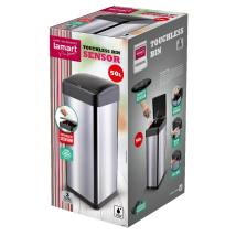 Κάδος Απορριμμάτων από Ανοξείδωτο Ατσάλι με Φωτοκύτταρο 50lt SENSOR Lamart LT8107 Ασημί/Μαύρο