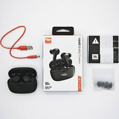 Wireless Hands Free JBL Wave Beam Buds με TalkThru έως 32 Ώρες Λειτουργίας IP54 και Θήκη Φόρτισης Μαύρα