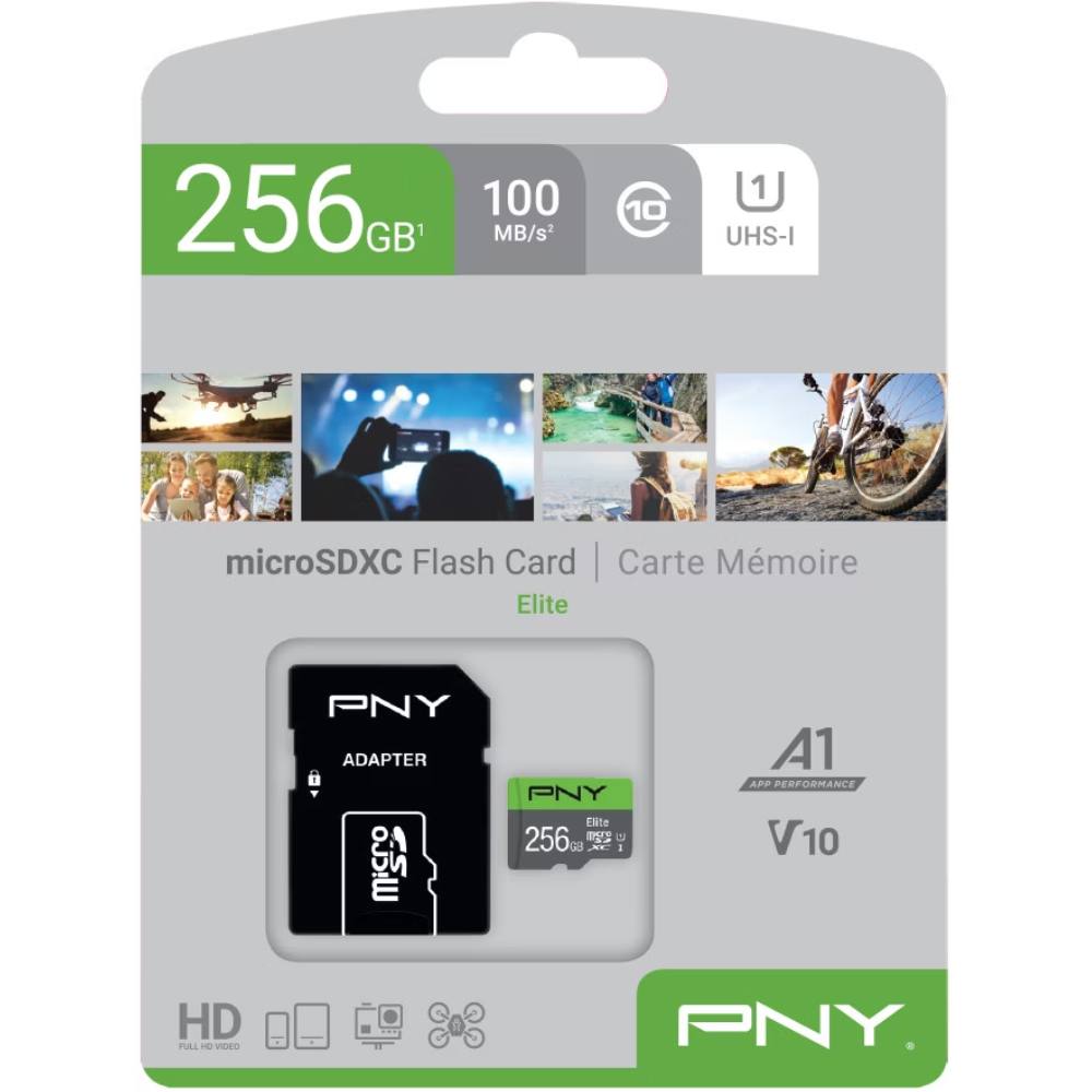 Κάρτα Μνήμης MicroSDXC PNY Elite 256GB Class 10 U1 με UHS-I Bus Speed και Αντάπτορα
