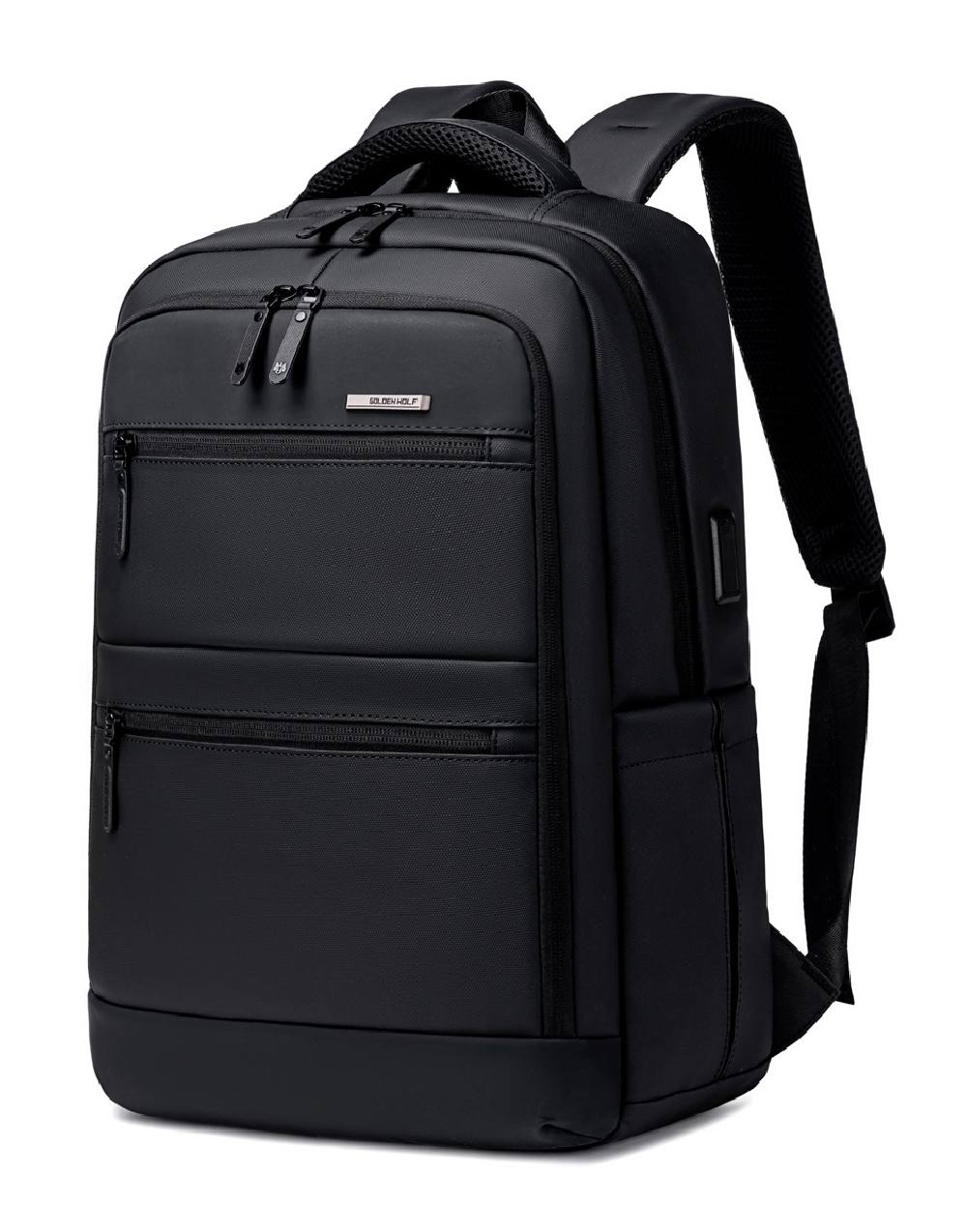 GOLDEN WOLF τσάντα πλάτης GB00707 με θήκη laptop 15.6", 21L, μαύρη