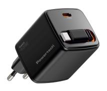 POWERTECH φορτιστής τοίχου PT-1572 με πτυσσόμενο καλώδιο, USB-C, 45W, GaN, μαύρος