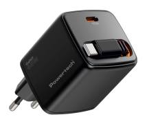 POWERTECH φορτιστής τοίχου PT-1573 με πτυσσόμενο καλώδιο, USB-C, 65W, GaN, μαύρος