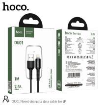 Καλώδιο σύνδεσης Hoco. DU01 Novel USB σε Lightning 2.4A για Φόρτιση και Μεταφορά Δεδομένων Μαύρο 1m