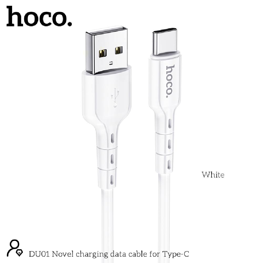 Καλώδιο σύνδεσης Hoco. DU01 Novel USB σε USB-C 3.0A για Φόρτιση και Μεταφορά Δεδομένων Λευκό 1m