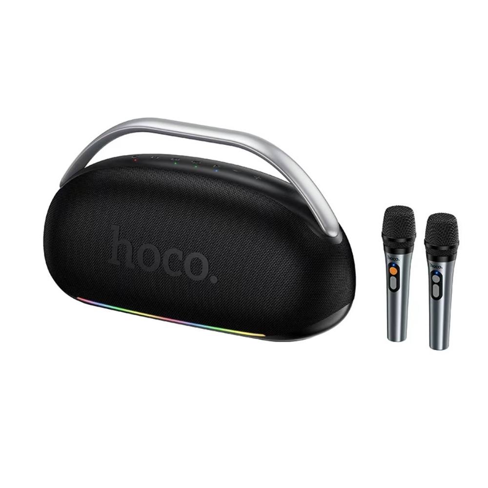 Φορητό Ηχείο Wireless Hoco HT2 Melody TWS BT 5.4 6000mAh 300W με USB MicroSD AUX RGB Φωτισμό και Δυο Ασύρματα Μικρόφωνα
