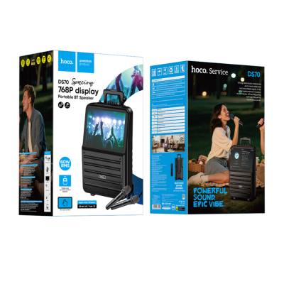 Φορητό Ηχείο Wireless Hoco DS70 Spacious v5.0 60W 7200mAh USB AUX TF Card με 2 Ασύρματα Μικρόφωνα Οθόνη Αφής 14.1" και Android 1