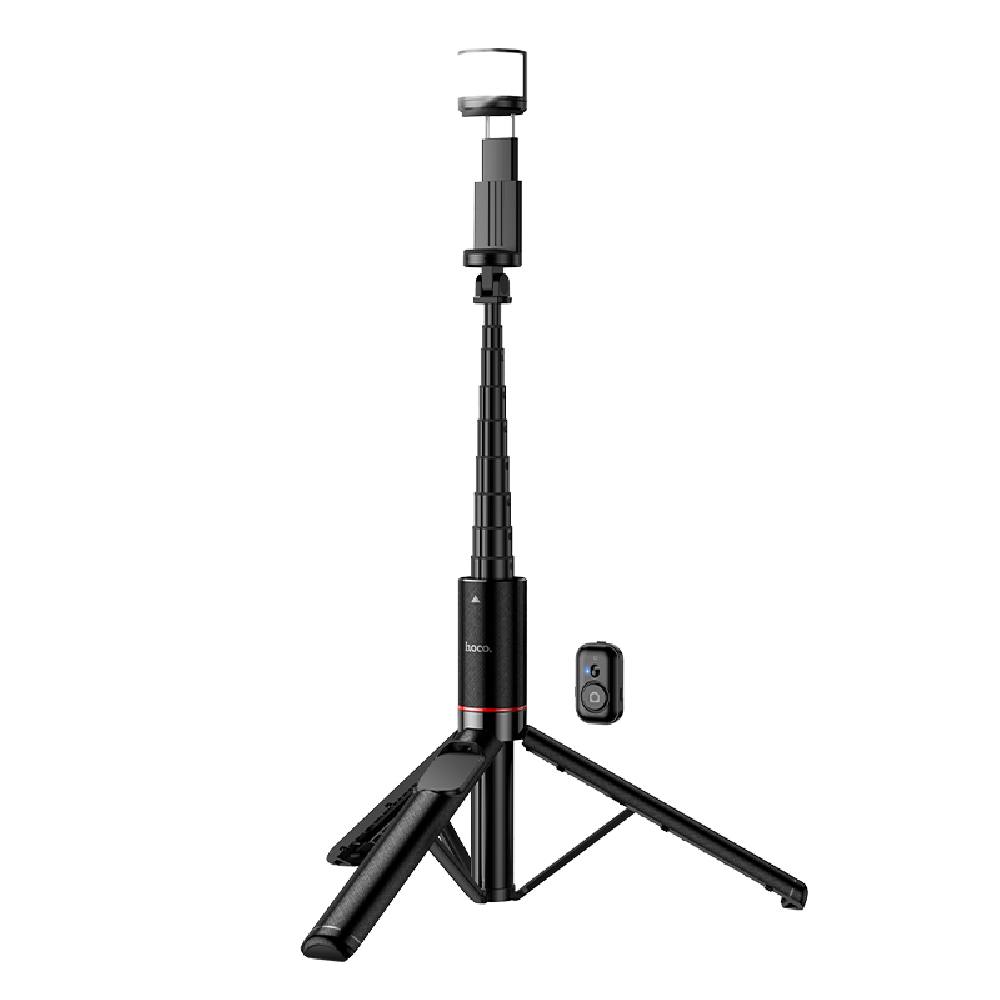 Selfie Stick Hoco K34 Spring και Τρίποδο για Συσκευές 4.5"- 7" Επεκτεινόμενo εως 1.36m με Τηλεχειριστήριο και Φωτισμό