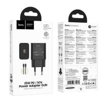 Φορτιστής Ταξιδίου Hoco N76 Star GaN 25W Fast Charge με 1xUSB-C και Καλώδιο USB-C σε USB-C Μαύρος