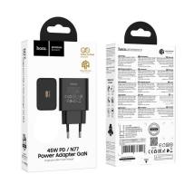 Φορτιστής Ταξιδίου Hoco N77 Star GaN 45W Fast Charge με 1xUSB-C Μαύρος