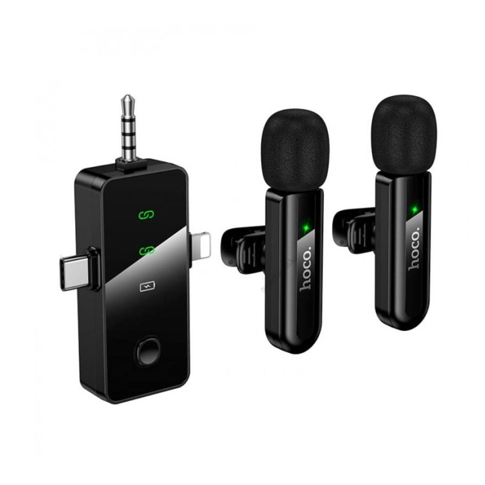 Σετ Μικρόφωνα Πέτου Ασύρματα Hoco L20C Fair Lavalier USB-C AUX Lightning 2.4Ghz Εμβέλεια 15m Digital Noise Cancellation ENC εως 