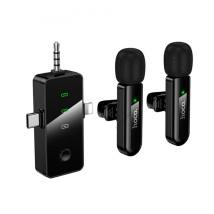Σετ Μικρόφωνα Πέτου Ασύρματα Hoco L20C Fair Lavalier USB-C AUX Lightning 2.4Ghz Εμβέλεια 15m Digital Noise Cancellation ENC εως 