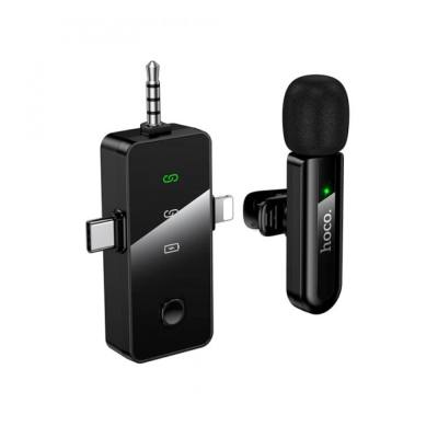 Μικρόφωνο Πέτου Ασύρματο Hoco L20B Fair Lavalier USB-C AUX Lightning 2.4Ghz Εμβέλεια 15m Digital Noise Cancellation ENC εως και 
