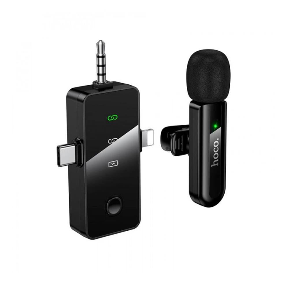 Μικρόφωνο Πέτου Ασύρματο Hoco L20B Fair Lavalier USB-C AUX Lightning 2.4Ghz Εμβέλεια 15m Digital Noise Cancellation ENC εως και 
