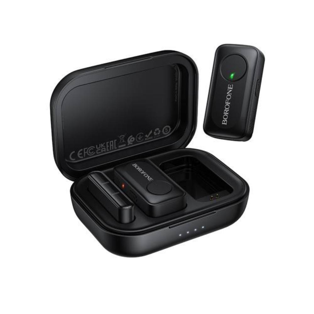 Σετ 2 Μικρόφωνα Πέτου Lavalier Borofone BFK17 ENC USB-C με Ακτίνα Λειτουργίας 15m Μαύρα