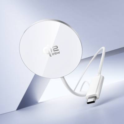 Ασύρματος Φορτιστής Hoco CW63 Pro 25W Qi2.2 Ultra-thin Aluminum Alloy για Κινητά και Ακουστικά με Braided Καλώδιο 1.2m Λευκός